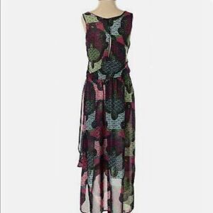 Open Back Sheer Dress‎ w Hi/Lo Detail